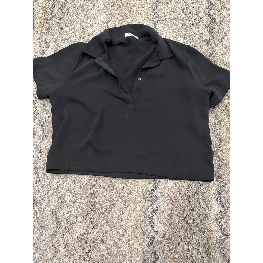 Y2K  Black babaton collared top
